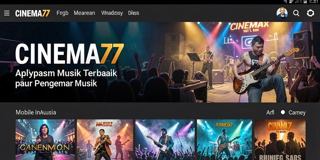 Tampilan menarik dari gameplay aplikasi musik CINEMA77.