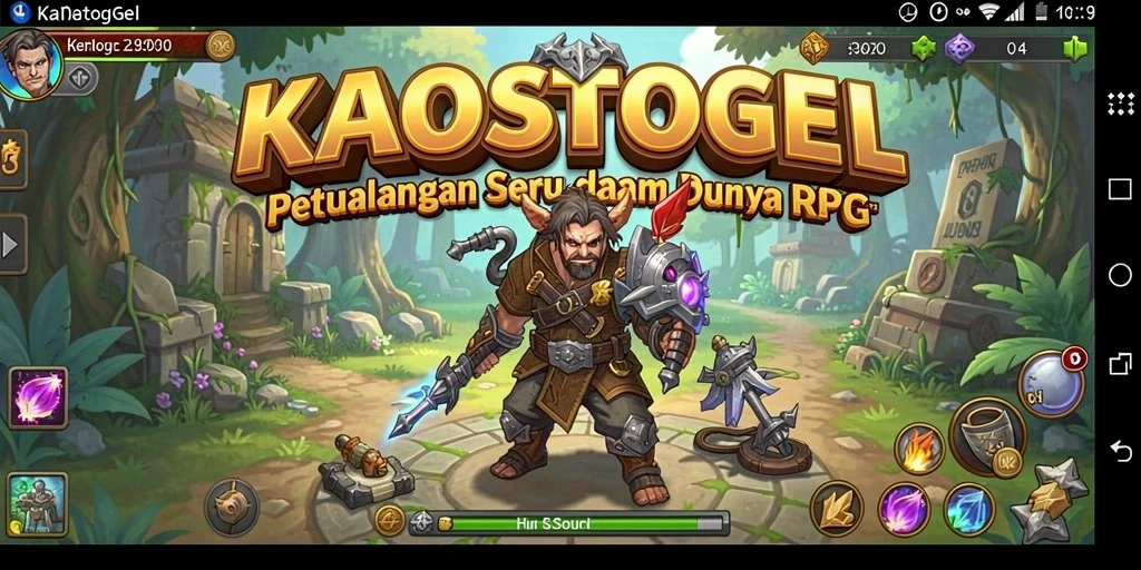 Screenshot menampilkan aksi seru dalam game RPG KAOSTOGEL.