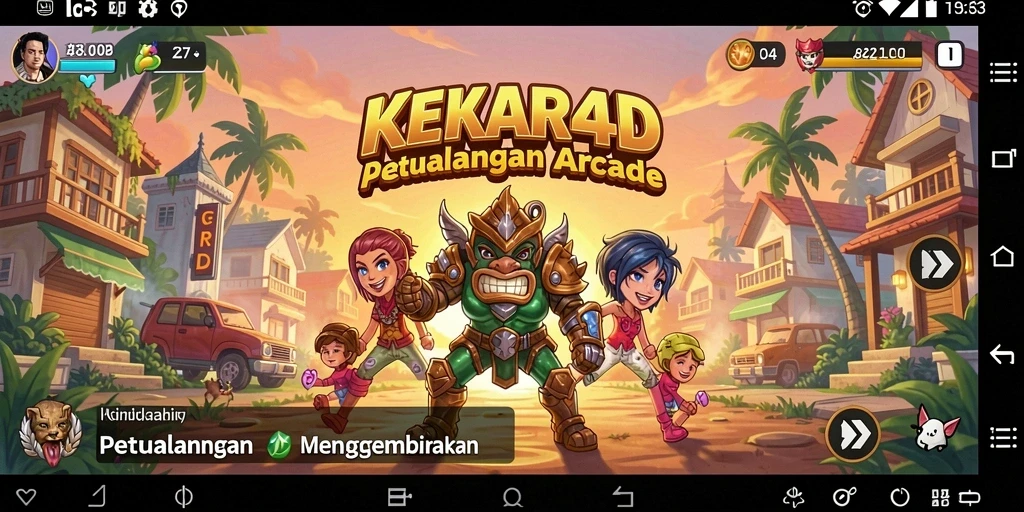 Tampilan gameplay KEKAR4D yang penuh aksi dan warna-warni.