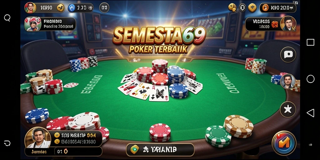 Tampilan utama SEMESTA69 dengan gameplay taruhan Poker yang menarik.