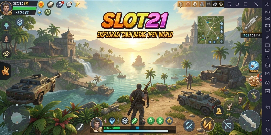 Tangkapan layar gameplay SLOT21 yang menunjukkan dunia terbuka yang luas.