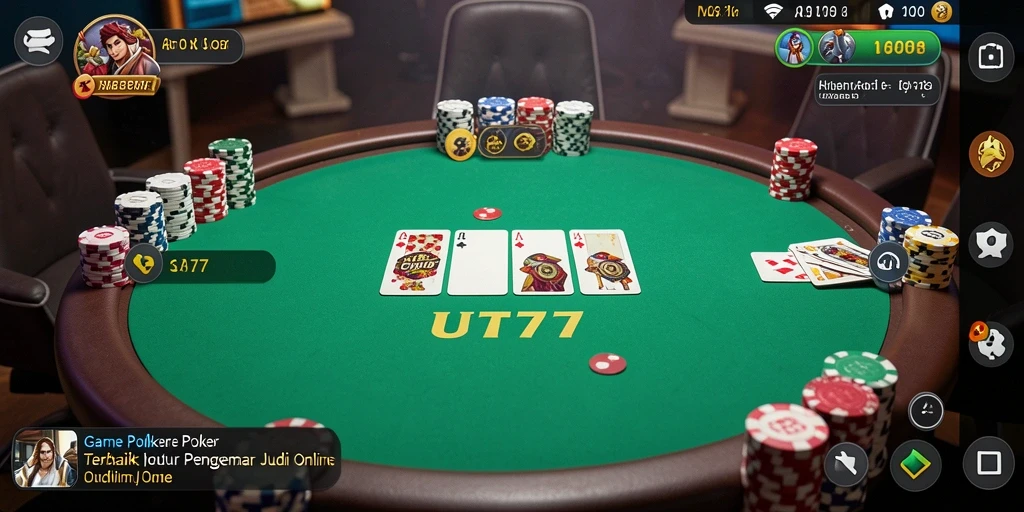 Tampilan gameplay UT77 dengan aksi Poker yang mendebarkan.